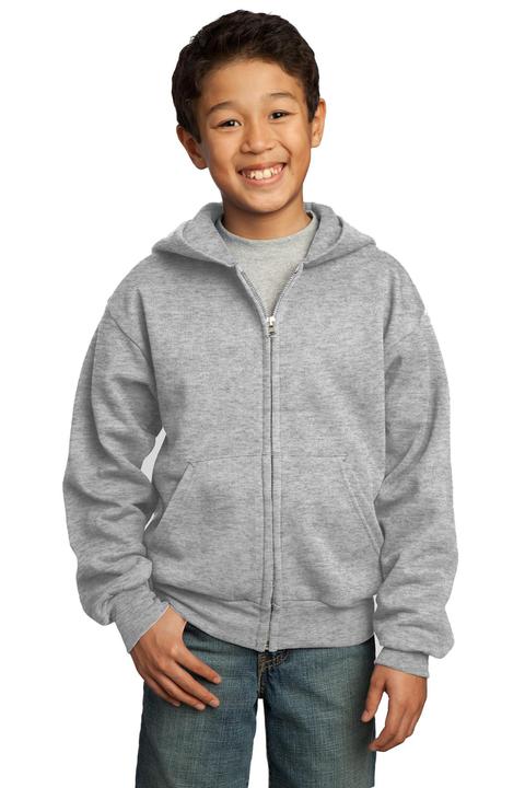 PC90YZH - Port & Company - Youth Core Fleece Full-Zip Hooded Sweatshirt.  PC90YZH