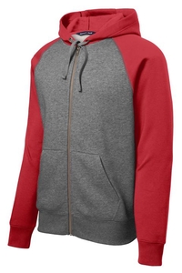 ST269 - Sport-Tek Raglan Colorblock Full-Zip Hooded Fleece Jacket.  ST269