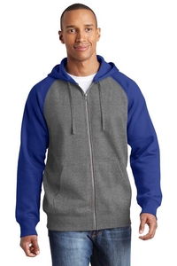 ST269 - Sport-Tek Raglan Colorblock Full-Zip Hooded Fleece Jacket.  ST269