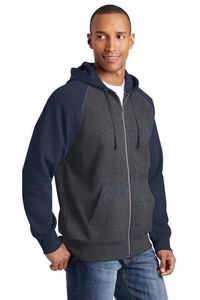 ST269 - Sport-Tek Raglan Colorblock Full-Zip Hooded Fleece Jacket.  ST269