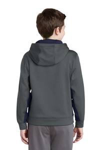 YST235 - Sport-Tek Youth Sport-Wick Fleece Colorblock Hooded Pullover.  YST235