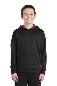 YST235 - Sport-Tek Youth Sport-Wick Fleece Colorblock Hooded Pullover.  YST235