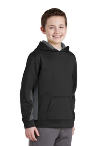 YST235 - Sport-Tek Youth Sport-Wick Fleece Colorblock Hooded Pullover.  YST235