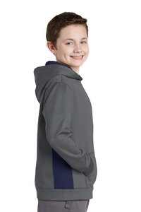 YST235 - Sport-Tek Youth Sport-Wick Fleece Colorblock Hooded Pullover.  YST235