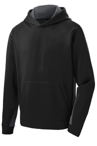 YST235 - Sport-Tek Youth Sport-Wick Fleece Colorblock Hooded Pullover.  YST235