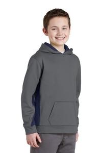 YST235 - Sport-Tek Youth Sport-Wick Fleece Colorblock Hooded Pullover.  YST235