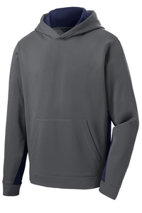 YST235 - Sport-Tek Youth Sport-Wick Fleece Colorblock Hooded Pullover.  YST235