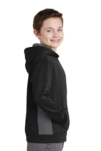 YST235 - Sport-Tek Youth Sport-Wick Fleece Colorblock Hooded Pullover.  YST235