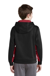 YST235 - Sport-Tek Youth Sport-Wick Fleece Colorblock Hooded Pullover.  YST235