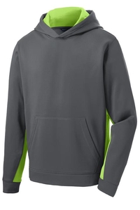 YST235 - Sport-Tek Youth Sport-Wick Fleece Colorblock Hooded Pullover.  YST235