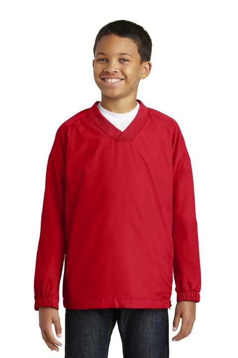 YST72 - Sport-Tek Youth V-Neck Raglan Wind Shirt