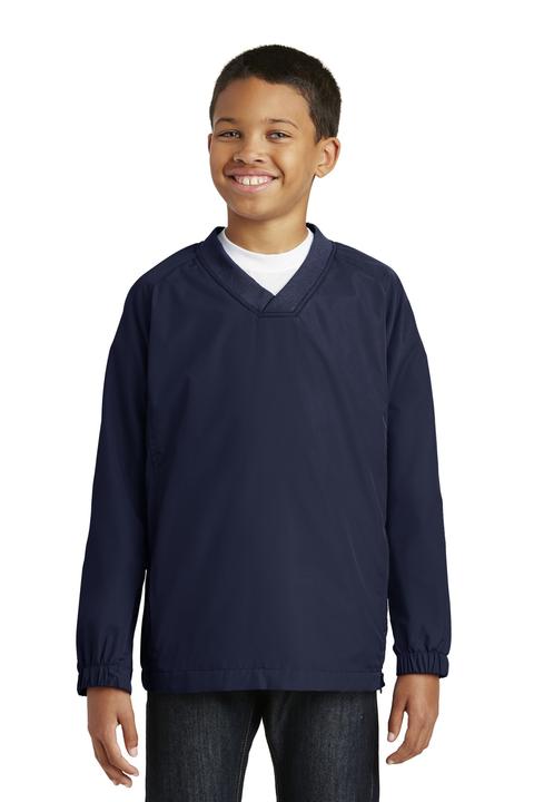 YST72 - Sport-Tek Youth V-Neck Raglan Wind Shirt