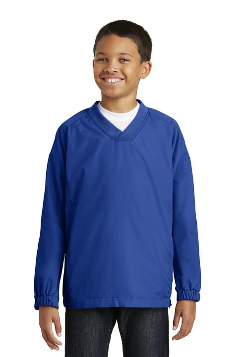 YST72 - Sport-Tek Youth V-Neck Raglan Wind Shirt