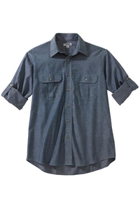 1298 - Edwards Men's Chambray Roll-Up Sleeve Shirt