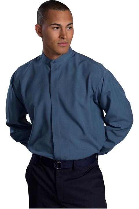 1392 - Edwards Men's Long Sleeve Batiste Banded Collar Shirt