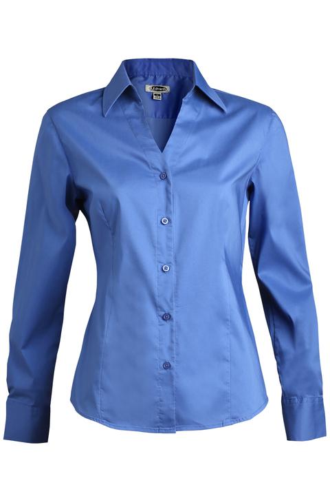 5034 - Edwards Ladies' Long Sleeve Tailored V Neck Blouse