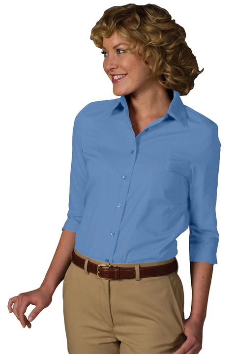 5037 - Edwards Ladies' 3/4 Sleeve Easy Care Poplin Blouse