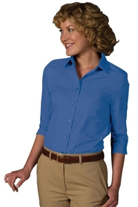 5037 - Edwards Ladies' 3/4 Sleeve Easy Care Poplin Blouse