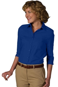 5037 - Edwards Ladies' 3/4 Sleeve Easy Care Poplin Blouse