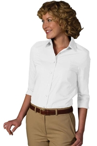 5037 - Edwards Ladies' 3/4 Sleeve Easy Care Poplin Blouse