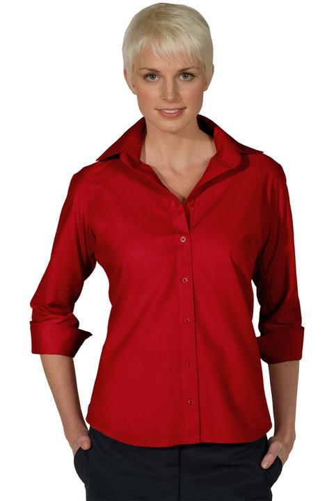 5040 - Edwards Ladies' Lightweight 3/4 Sleeve Open Neck Poplin Blouse