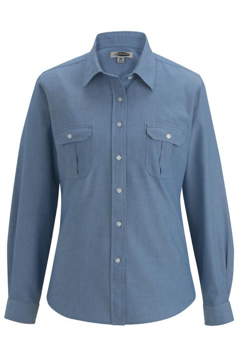 5298 - Edwards Ladies Chambray Roll-Up Sleeve Shirt