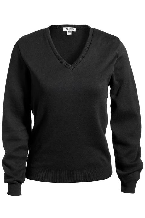 7090 - Edwards Ladies' All  Cotton V Neck Sweater