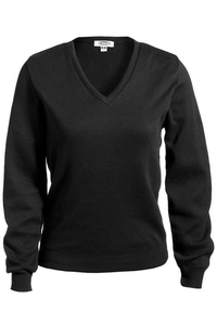 7090 - Edwards Ladies' All  Cotton V Neck Sweater