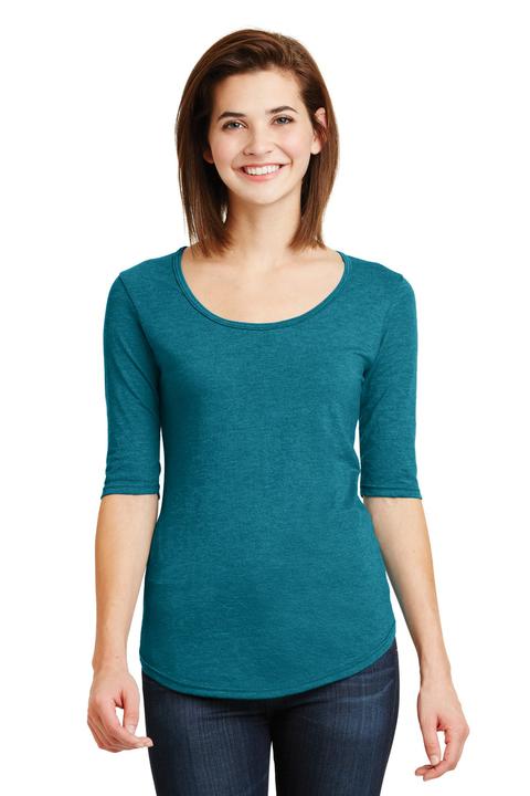 6756L - Anvil Ladies Tri-Blend Deep Scoop Neck 1/2-Sleeve Tee