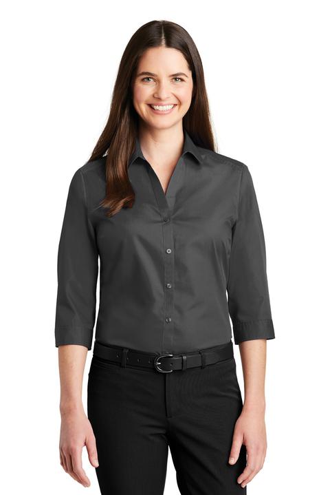 LW102 - Port Authority Ladies 3/4 Sleeve Carefree Poplin Shirt