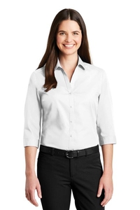 LW102 - Port Authority Ladies 3/4 Sleeve Carefree Poplin Shirt