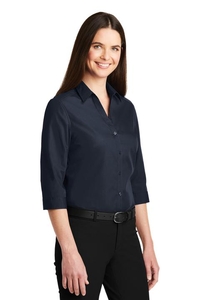 LW102 - Port Authority Ladies 3/4 Sleeve Carefree Poplin Shirt