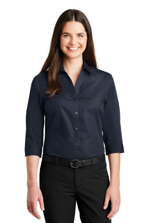 LW102 - Port Authority Ladies 3/4 Sleeve Carefree Poplin Shirt