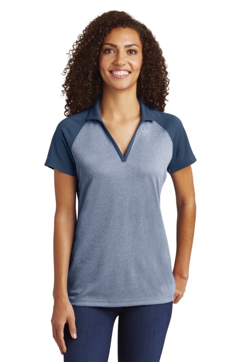 LST641 - Sport-Tek Ladies PosiCharge RacerMesh Raglan Heather Block Polo