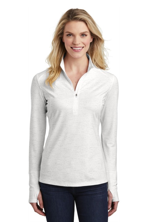 LST855 - Sport-Tek Ladies Sport Wick Stretch Reflective Heather 1/2 Zip Pullover