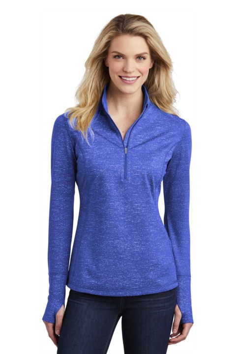 LST855 - Sport-Tek Ladies Sport Wick Stretch Reflective Heather 1/2 Zip Pullover