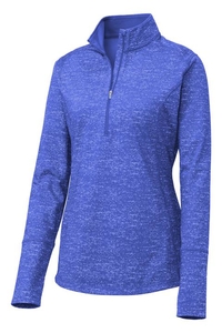 LST855 - Sport-Tek Ladies Sport Wick Stretch Reflective Heather 1/2 Zip Pullover