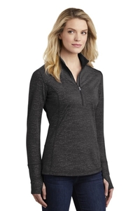 LST855 - Sport-Tek Ladies Sport Wick Stretch Reflective Heather 1/2 Zip Pullover