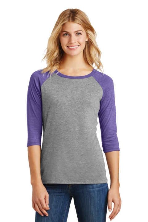 DM136L - District Women's Perfect Tri 3/4 Sleeve Raglan