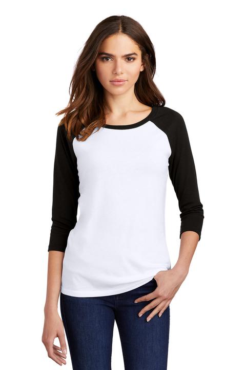 DM136L - District Women's Perfect Tri 3/4 Sleeve Raglan