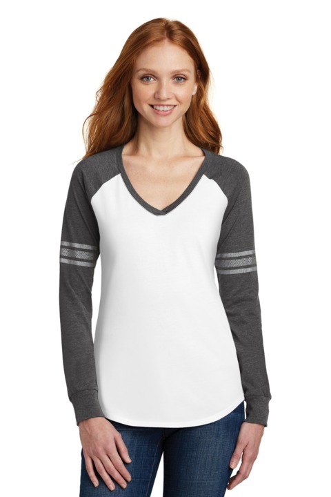 DM477 - District Women's Game Long Sleeve V Neck Tee