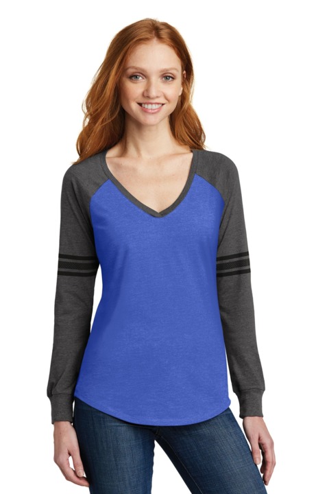 DM477 - District Women's Game Long Sleeve V Neck Tee