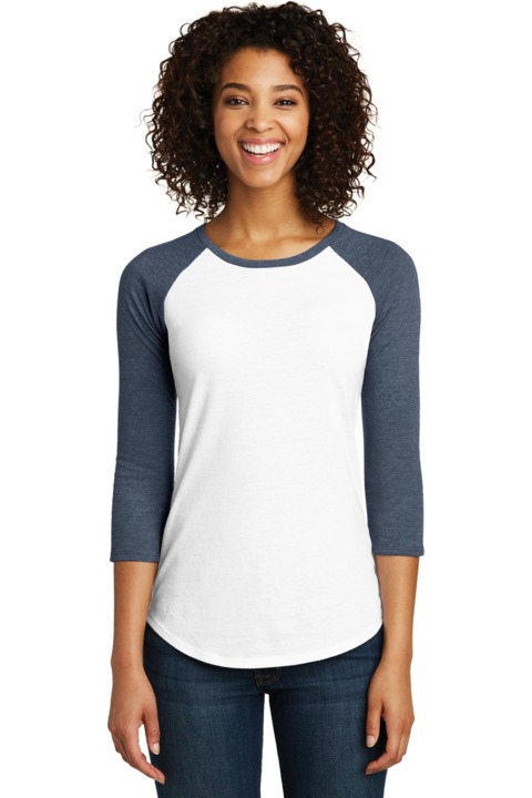 DT6211 - District Women's Fitted Very Important Tee 3/4 Sleeve Raglan