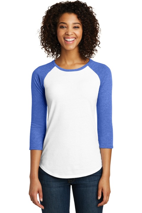 DT6211 - District Women's Fitted Very Important Tee 3/4 Sleeve Raglan