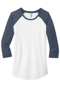 DT6211 - District Women's Fitted Very Important Tee 3/4 Sleeve Raglan