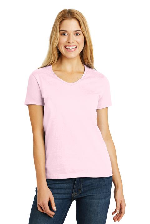 5780 - Hanes Ladies Tagless 100% Cotton V-Neck T-Shirt