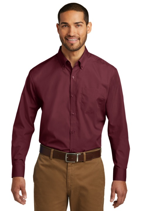 W100 - Port Authority Long Sleeve Carefree Poplin Shirt