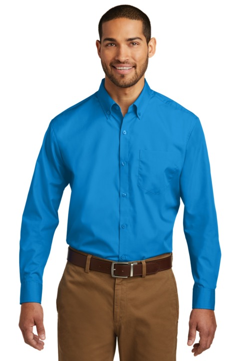 W100 - Port Authority Long Sleeve Carefree Poplin Shirt