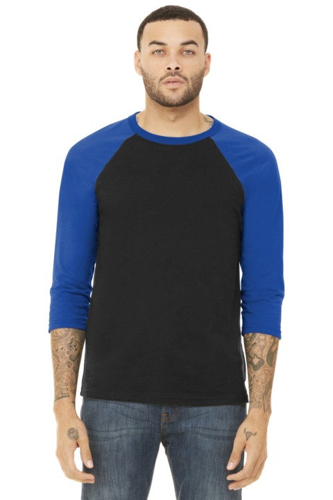 BC3200 - BELLA + CANVAS 3/4 Sleeve Baseball Tee