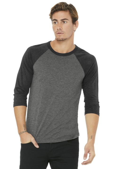 BC3200 - BELLA + CANVAS 3/4 Sleeve Baseball Tee